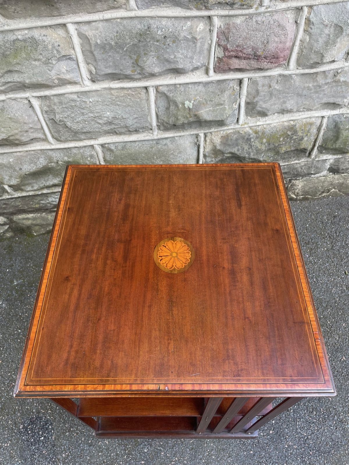 Antique Inlaid Mahogany Revolving Library Bookcase photo vintage