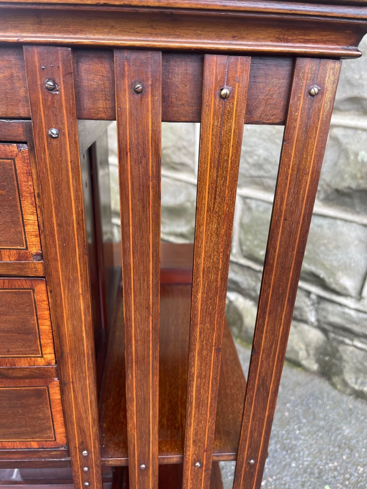 photo for sale Antique Inlaid Mahogany Revolving Library Bookcase