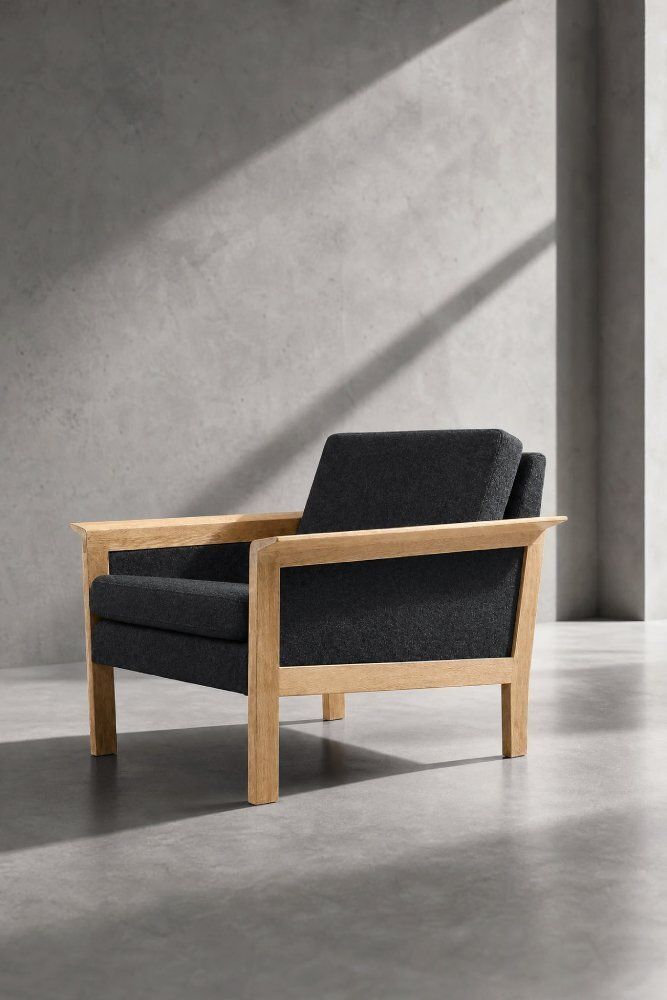 Mid Century Danish Modern Oak And Felt Lounge Chairs, 1960s, Set Of 2 photo furniture