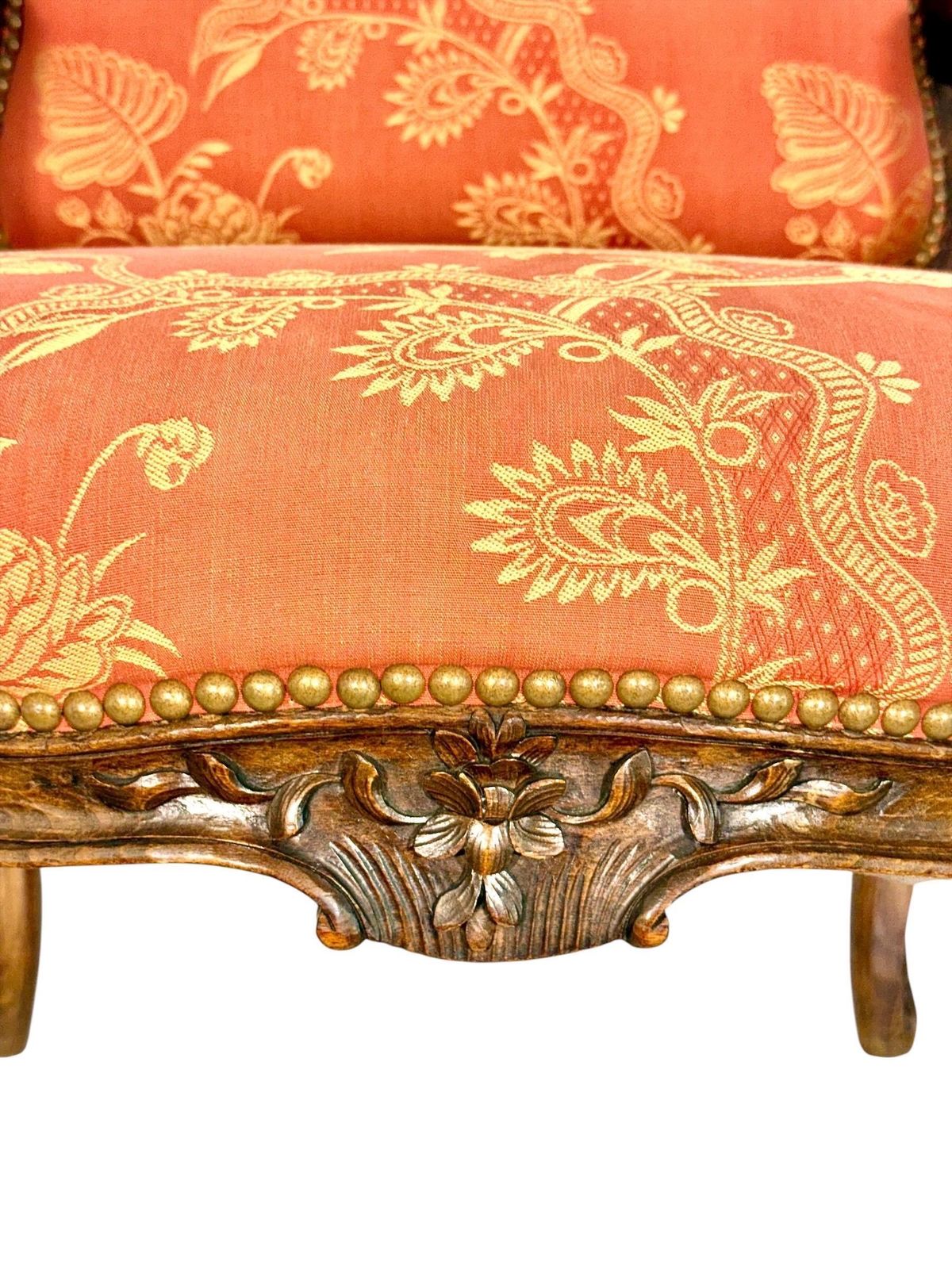 Pair Of French Louis XV Style Walnut Fauteuils, Circa 1880 photo for sale