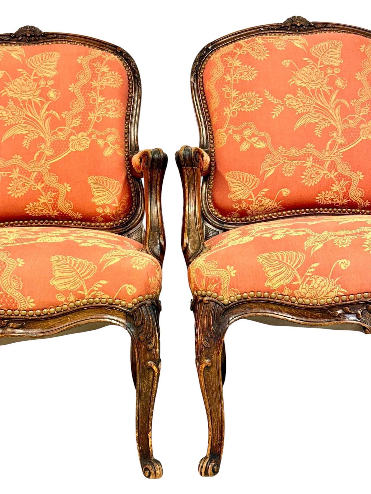 Pair Of French Louis XV Style Walnut Fauteuils, Circa 1880 photo vinterior