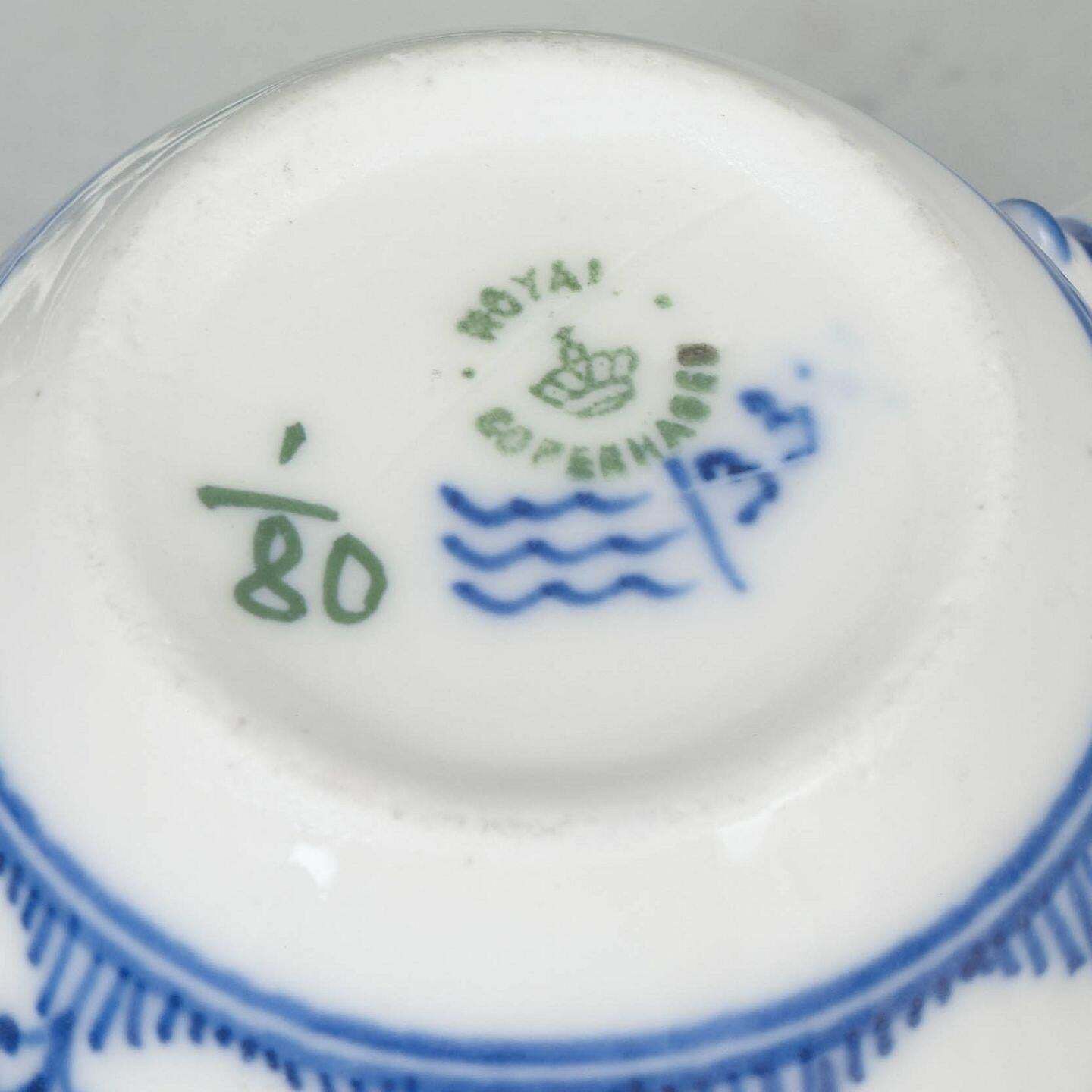 Royal Copenhagen Blue Fluted Plain. Ensemble de six tasses à café et soucoupes en porcelaine. photo Décoration