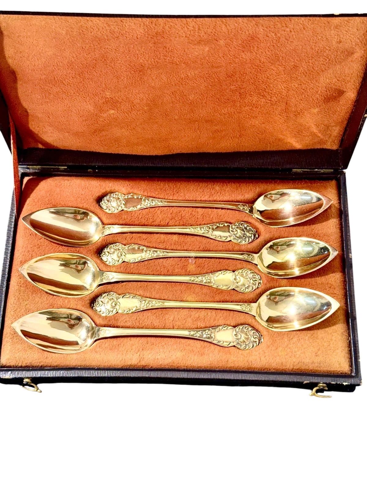 photo vintage French Vermeil Tea Spoons, Vieillard Hallmark, C. 1819–1838