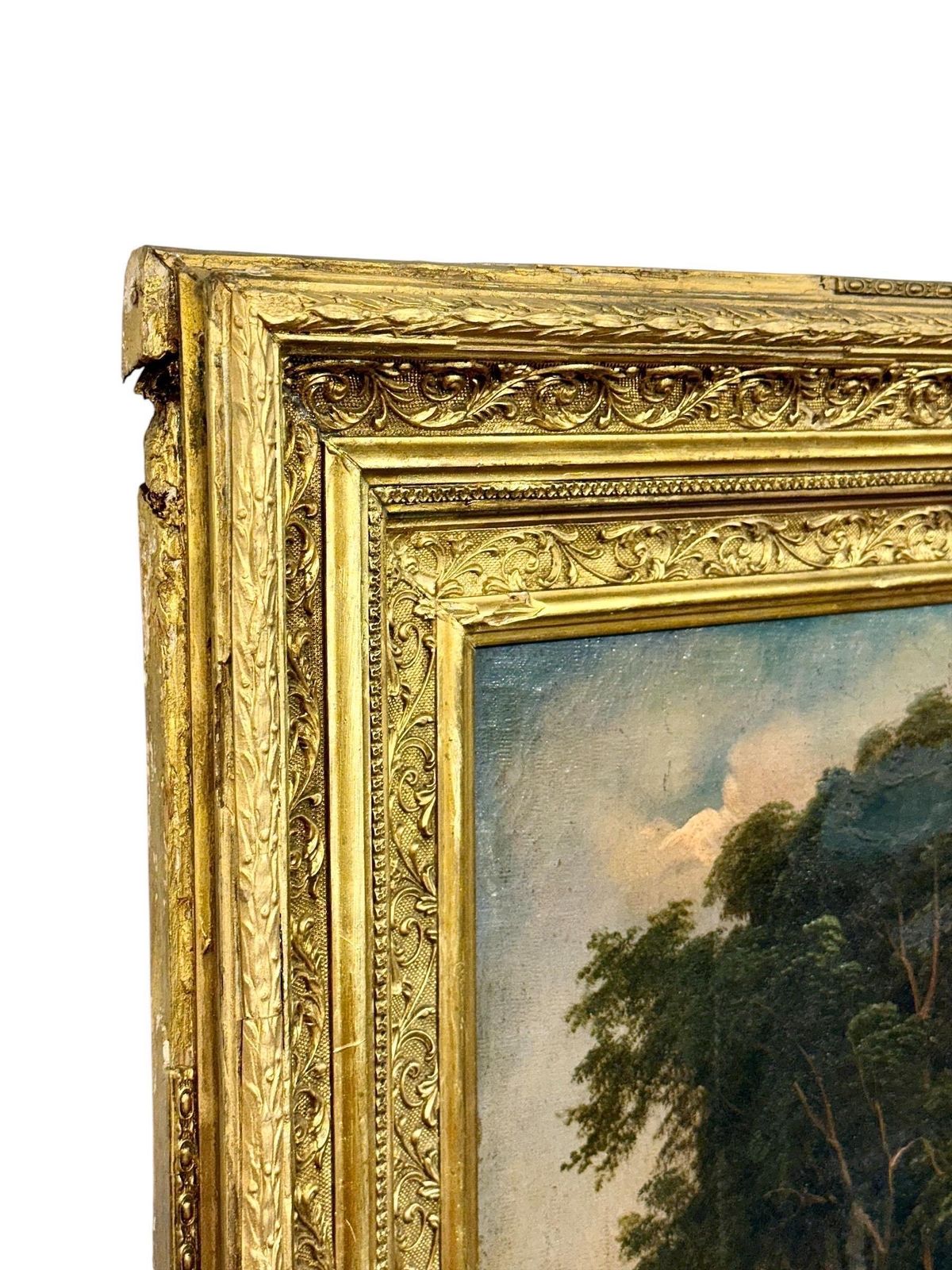 photo for sale Late 19th Century Pastoral River Landscape Oil Painting, France 1888