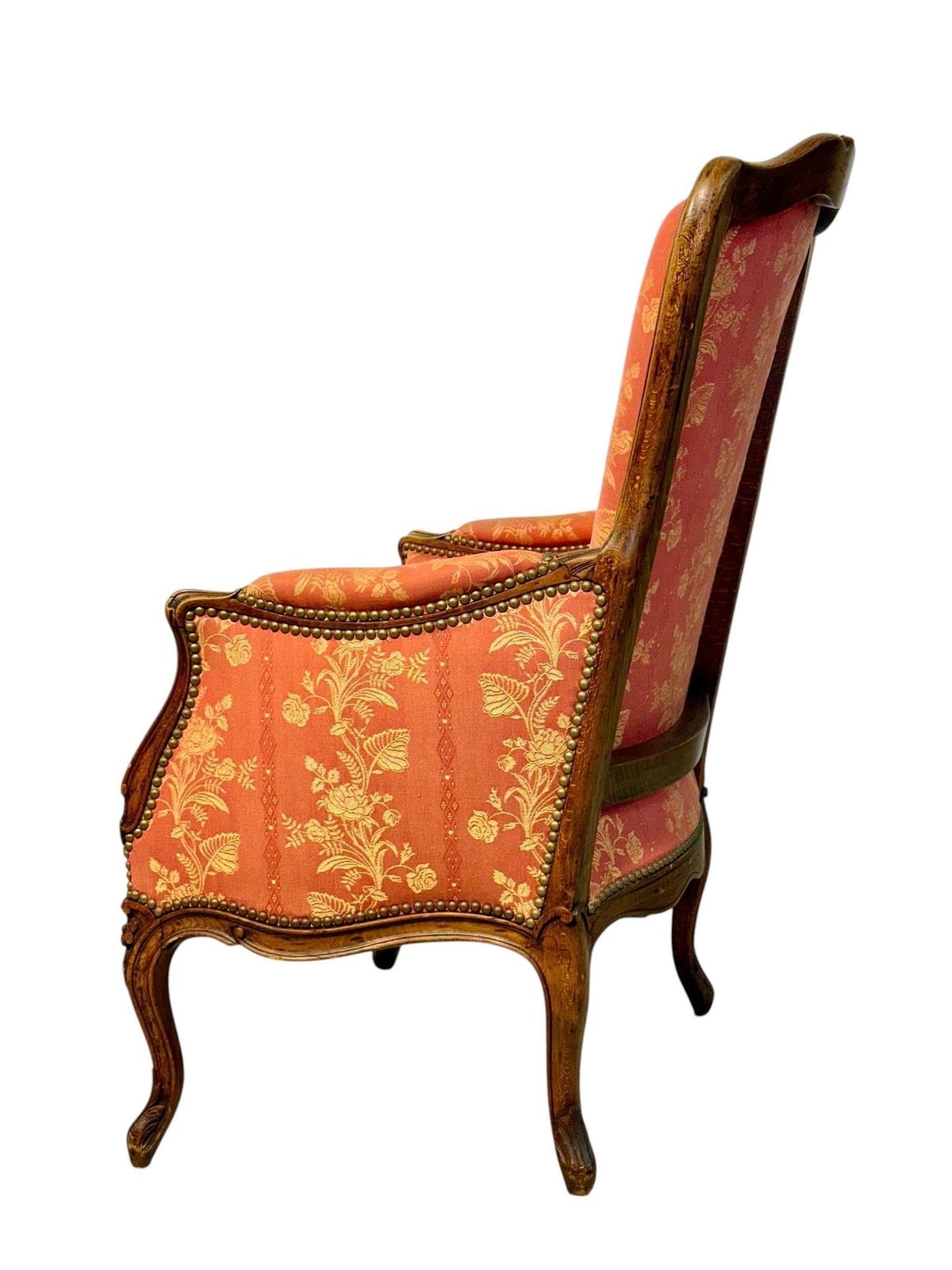 Pair Of French Louis XV Style Walnut Bergère Chairs, 19th Century photo for sale