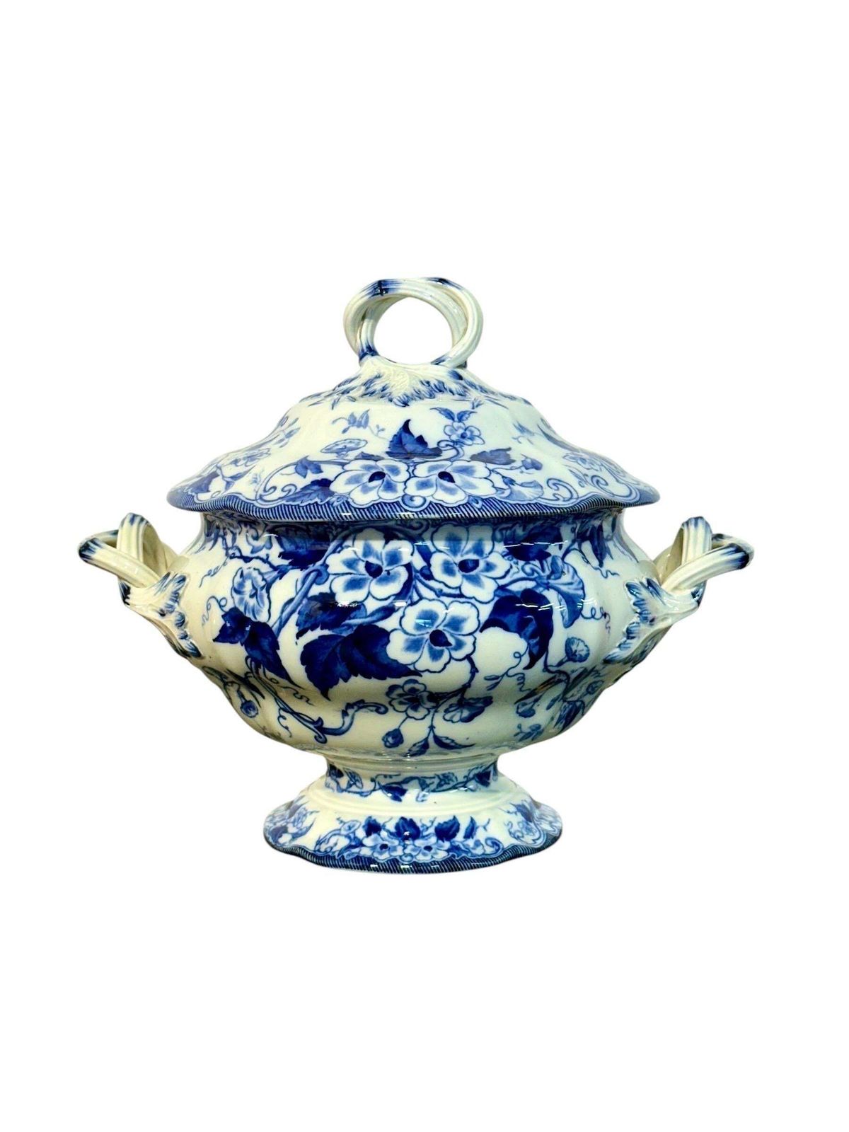 19th Century Creil Montereau Flora White And Blue Faience Tureen And Platters photo Home Decor