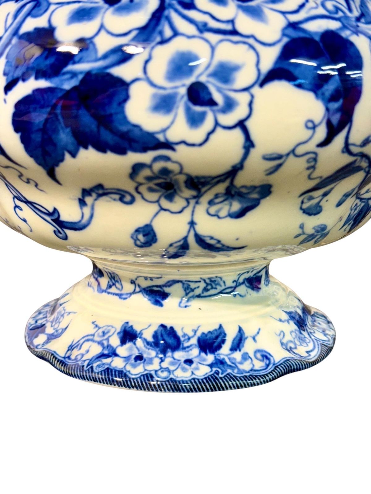19th Century Creil Montereau Flora White And Blue Faience Tureen And Platters photo vintage