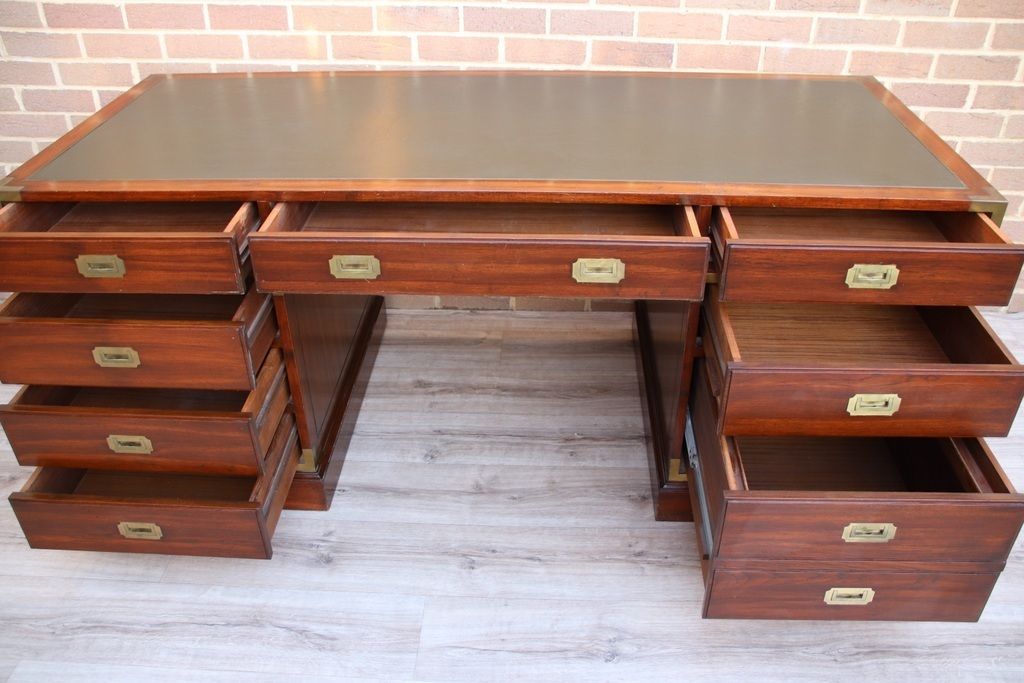 Directors Campaign Pedestal Desk photo vintage
