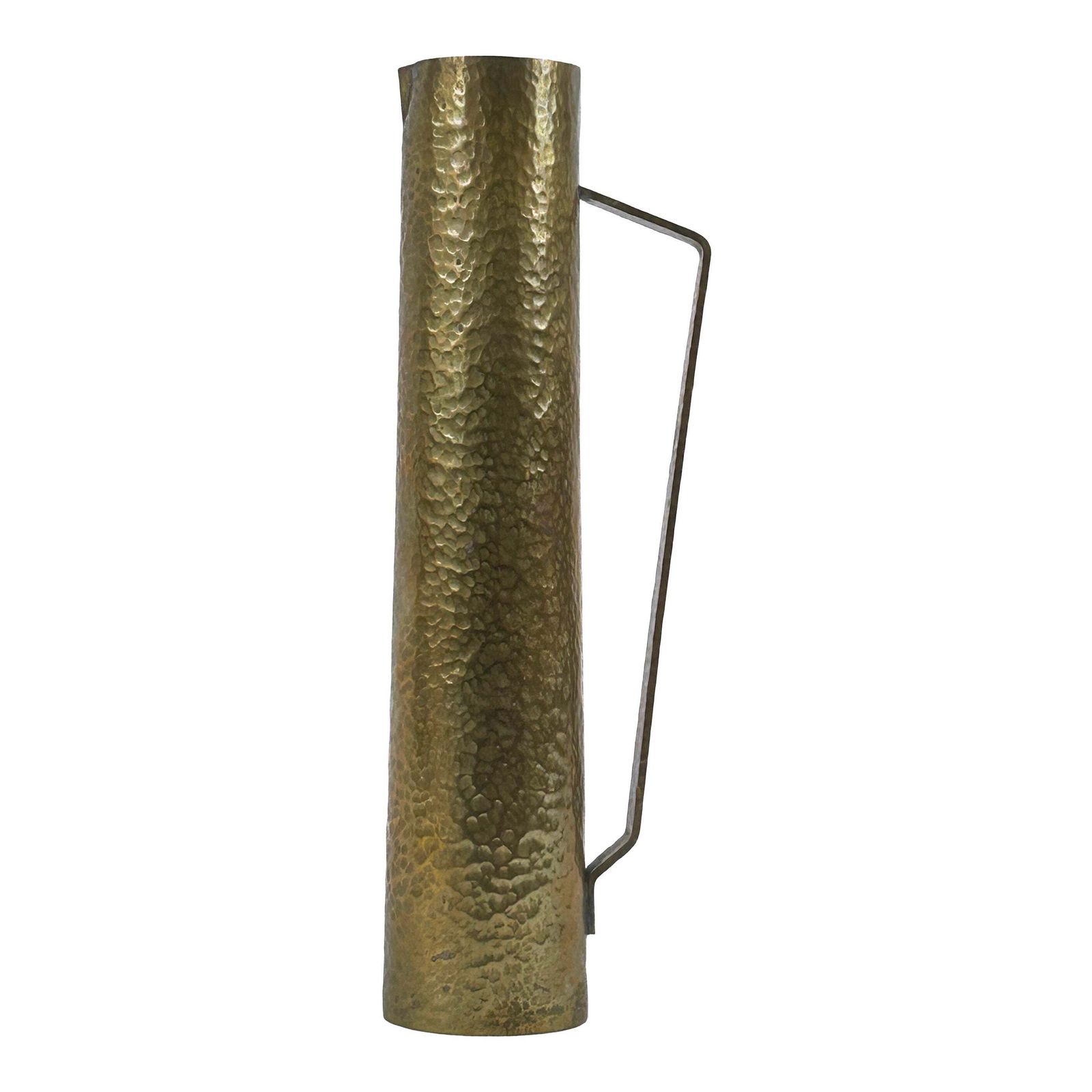 Rare Mid Century Hammered Brass Tall Grip Vase Or Watering Can Germany 1960s