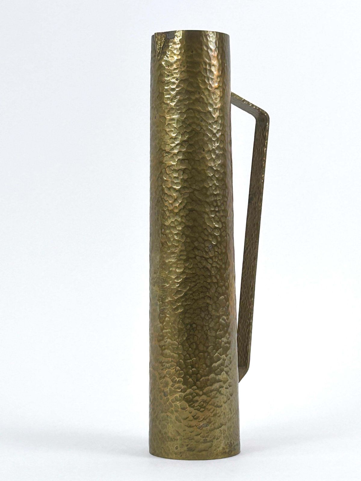 Rare Mid Century Hammered Brass Tall Grip Vase Or Watering Can Germany 1960s photo 1585.0