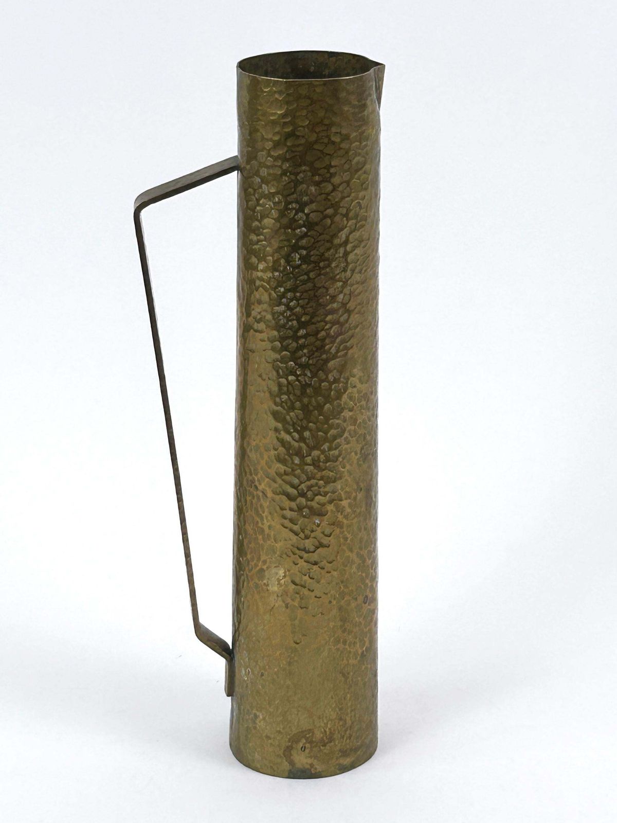 Home Decor Rare Mid Century Hammered Brass Tall Grip Vase Or Watering Can Germany 1960s photo