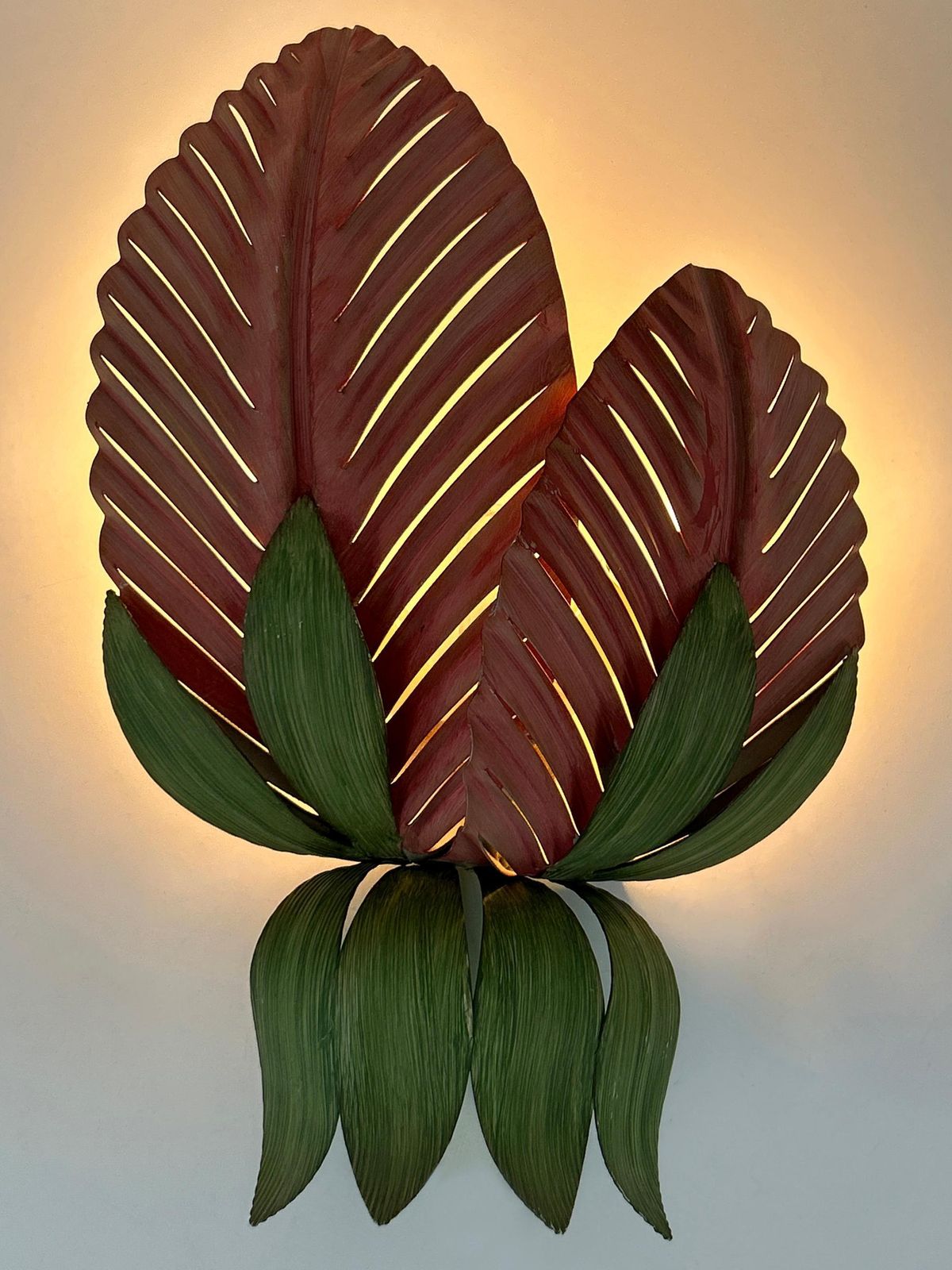 Rare Mid Century Double Leaf Floral Sconce By Holländer Leuchten Germany 1970s photo furniture