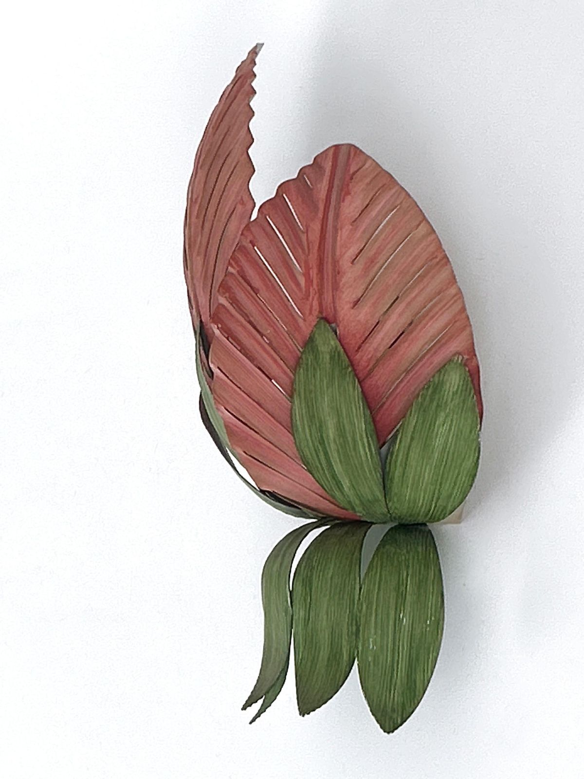Rare Mid Century Double Leaf Floral Sconce By Holländer Leuchten Germany 1970s photo buy