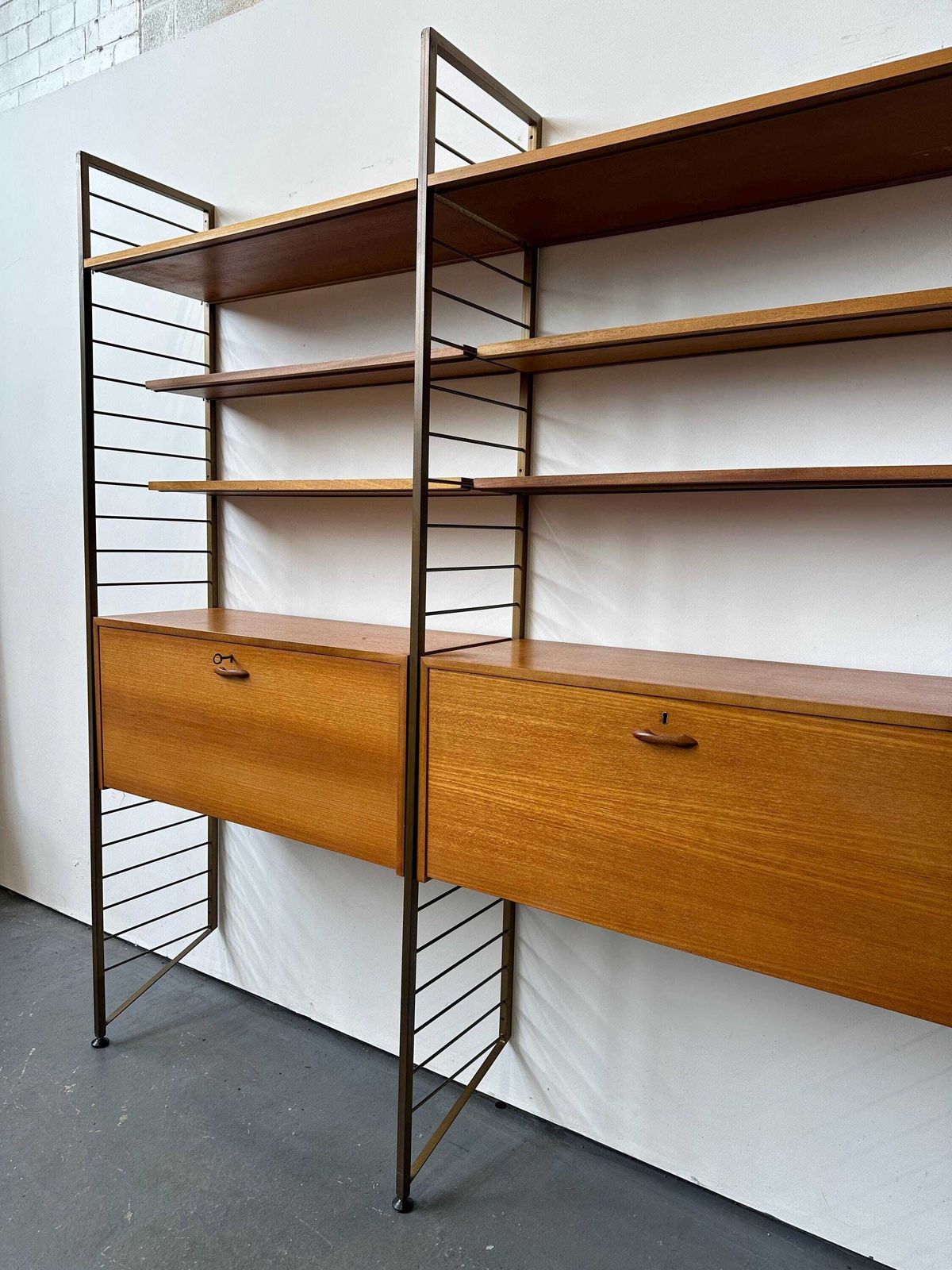1350.0 Vintage 1960s Ladderax Teak Shelving Bookcase Desk Unit. Danish Retro G Plan Mid Century photo