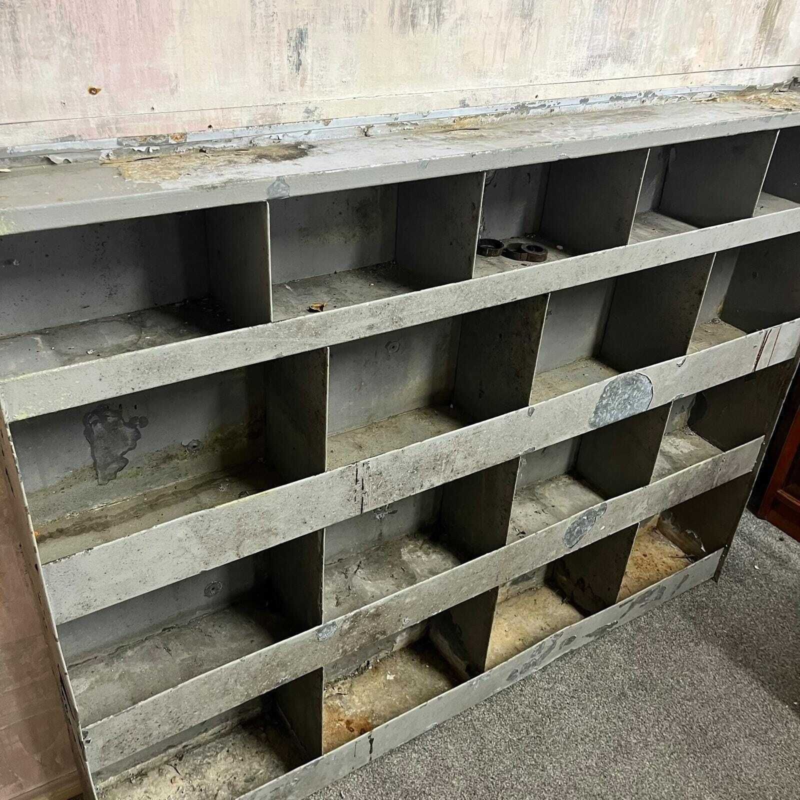 Industrial Grey Metal 17 Pigeon Hole Factory Storage Unit Heavy Aged Patina photo buy