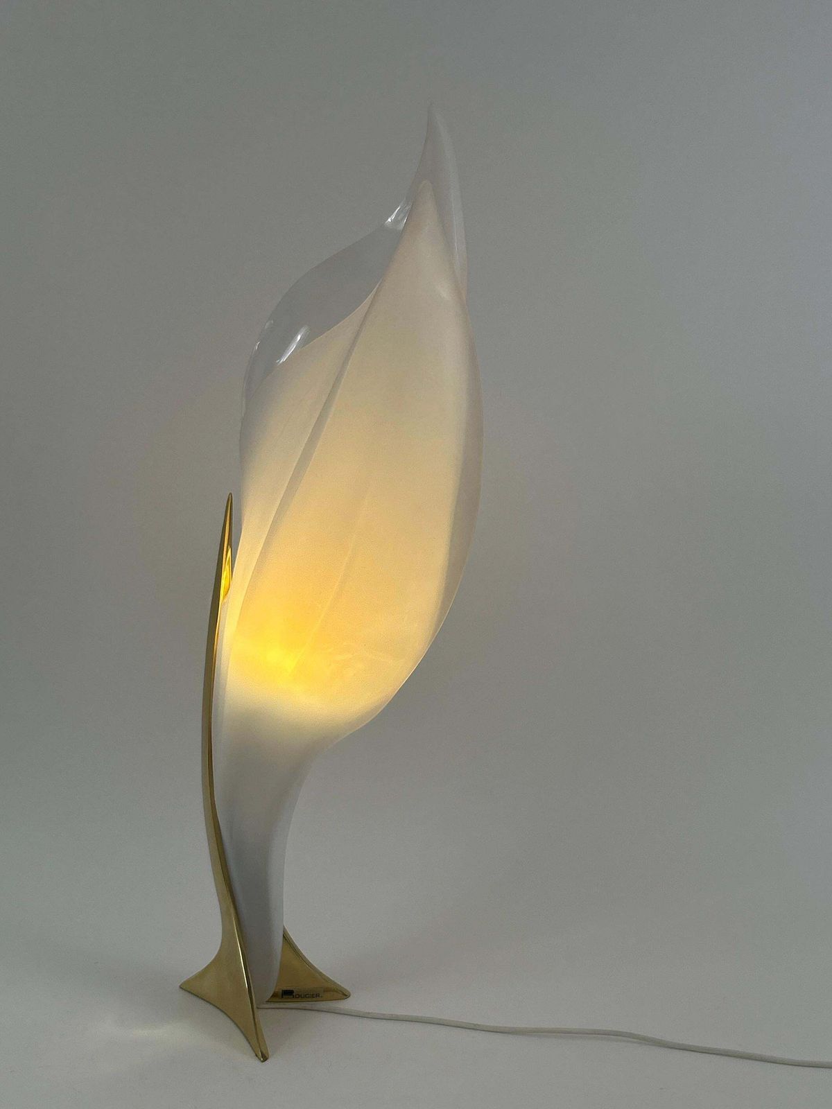 Modernist Acrylic & Brass Table Lamp Or Floor Light By Maison Rougier 1970s photo buy