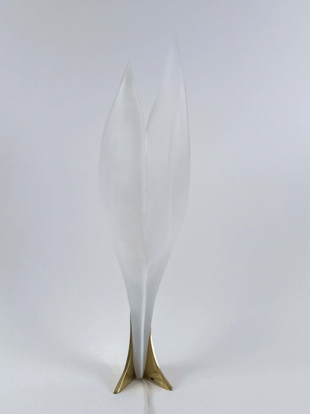 photo for sale Modernist Acrylic & Brass Table Lamp Or Floor Light By Maison Rougier 1970s