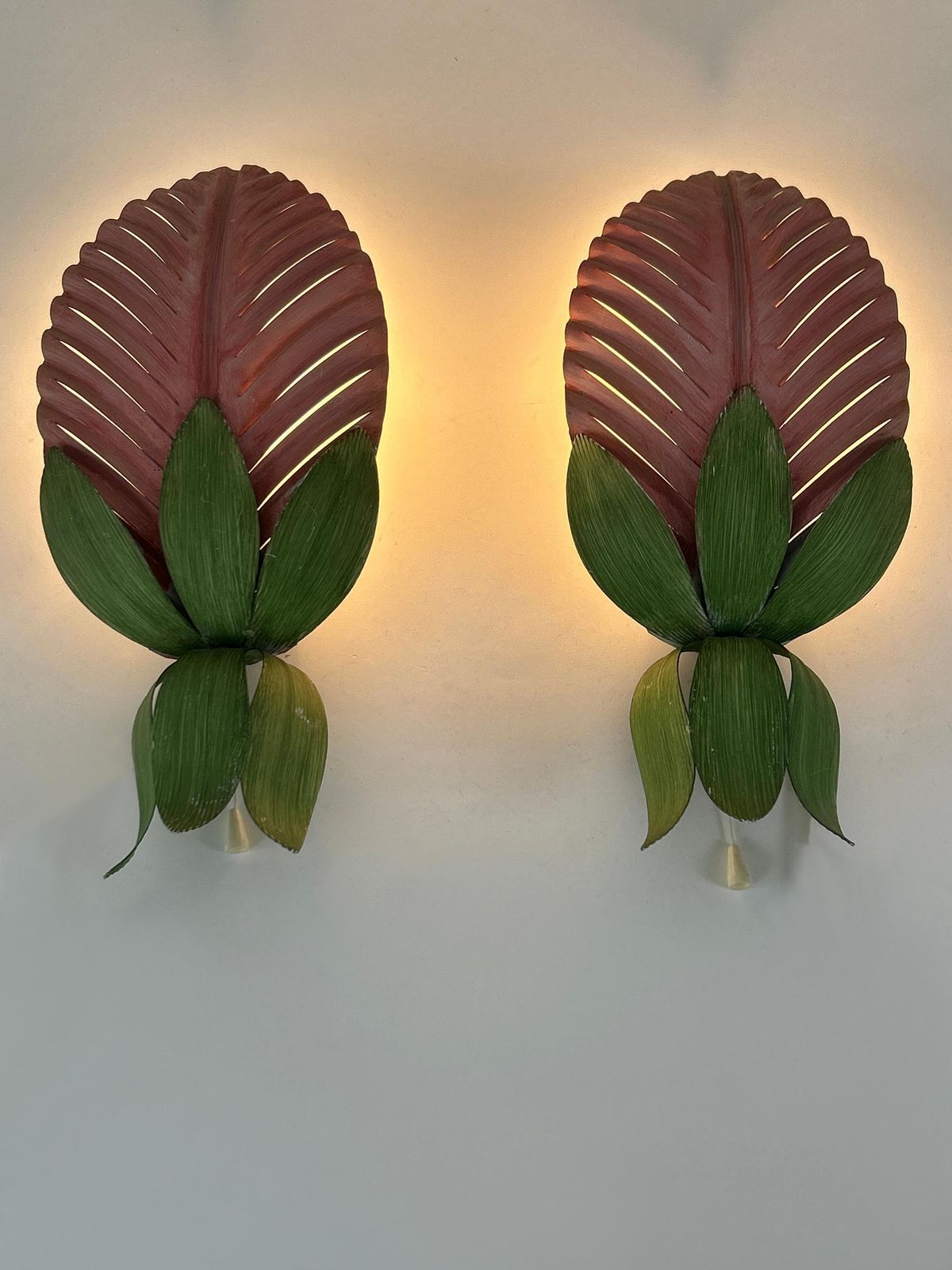 Set Of Two Rare Mid Century Floral Sconces By Holländer Leuchten Germany 1970s photo Lighting