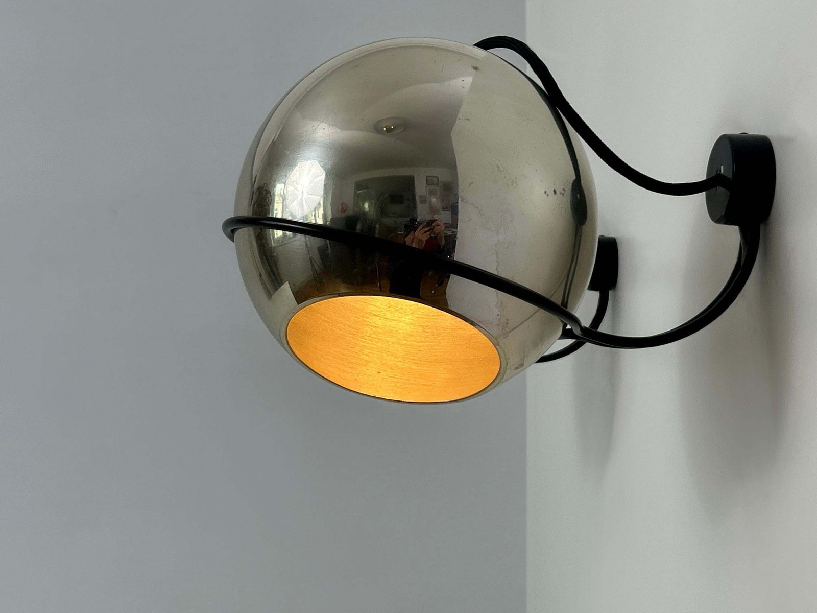 Set Of Two Spherical Sconces Model 232/G By Gino Sarfatti Fo Arteluce Italy 1961 photo buy