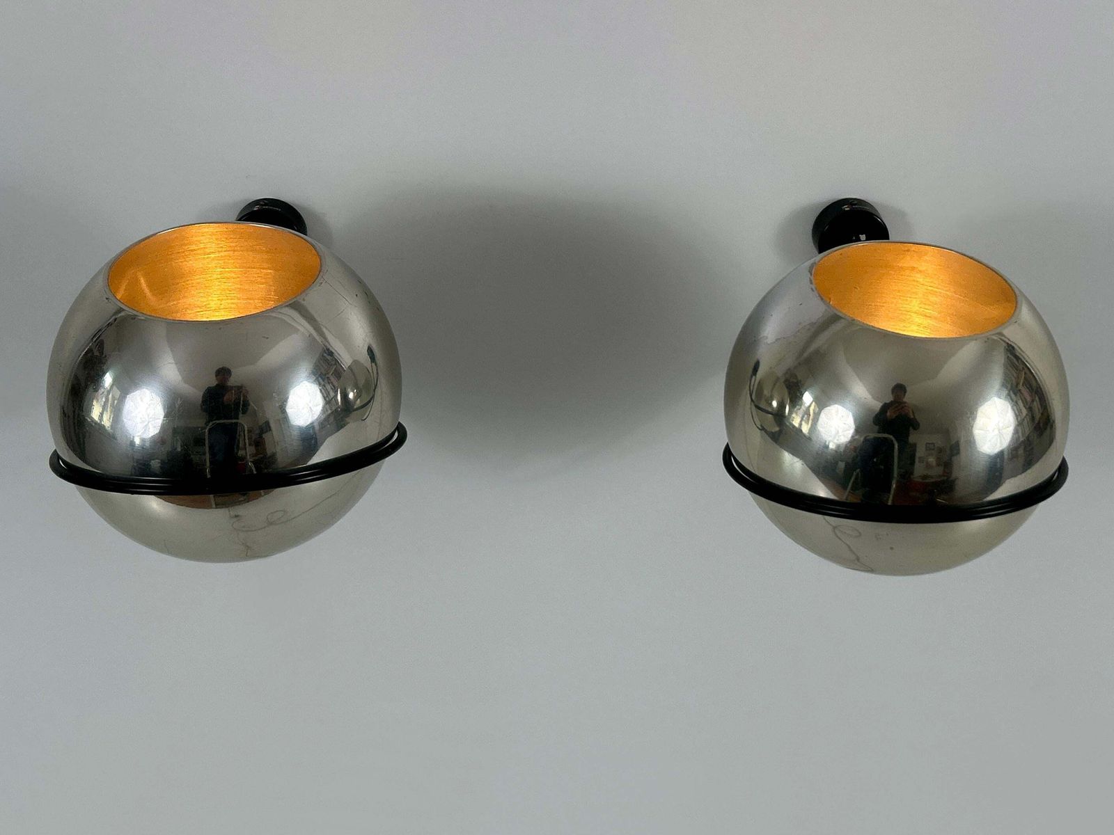 6166.0 Set Of Two Spherical Sconces Model 232/G By Gino Sarfatti Fo Arteluce Italy 1961 photo