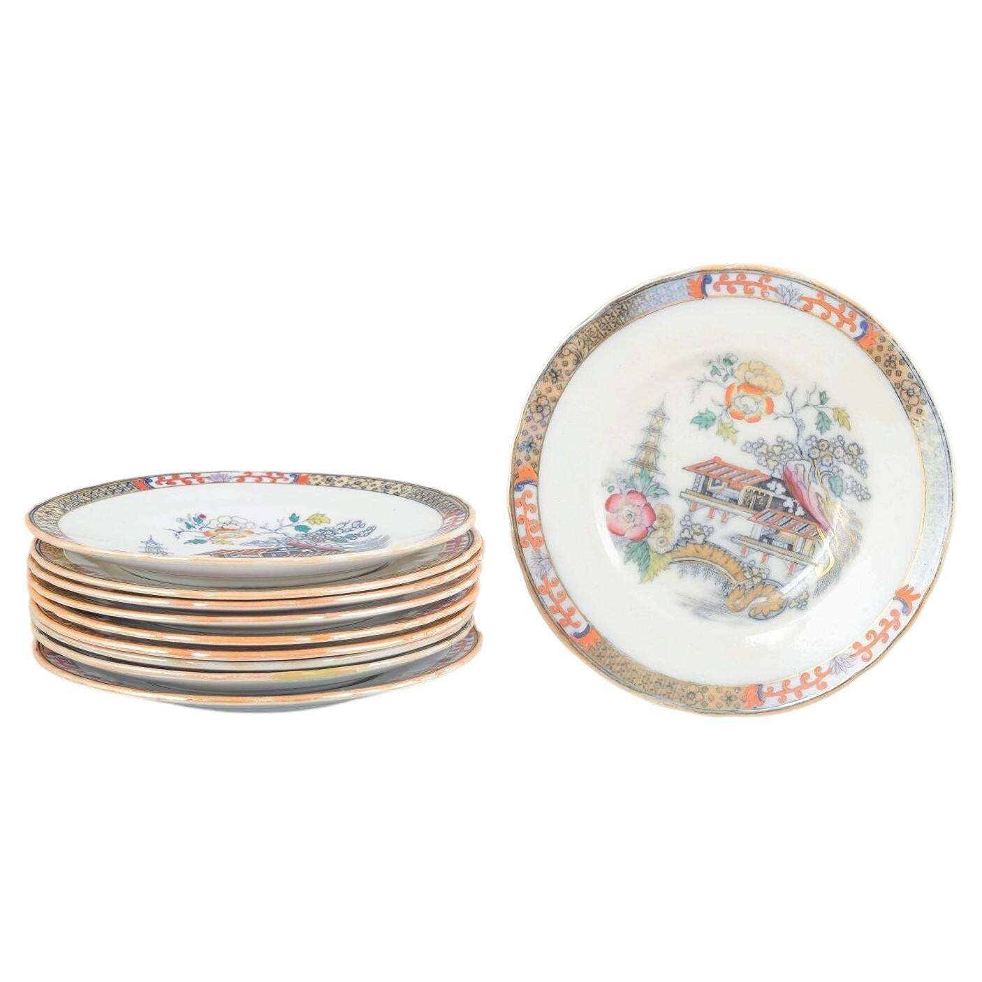 Rörstrand. Service de dix assiettes plates en faïence. Série « Japan ». Début du XXe siècle.