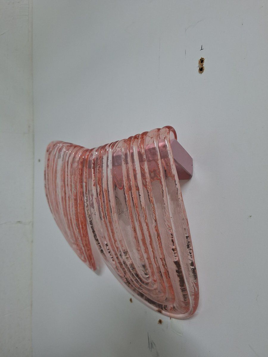 Art Deco Style Pink Murano Glass Wall Lamps, 1940s, Set Of 2 photo vinterior
