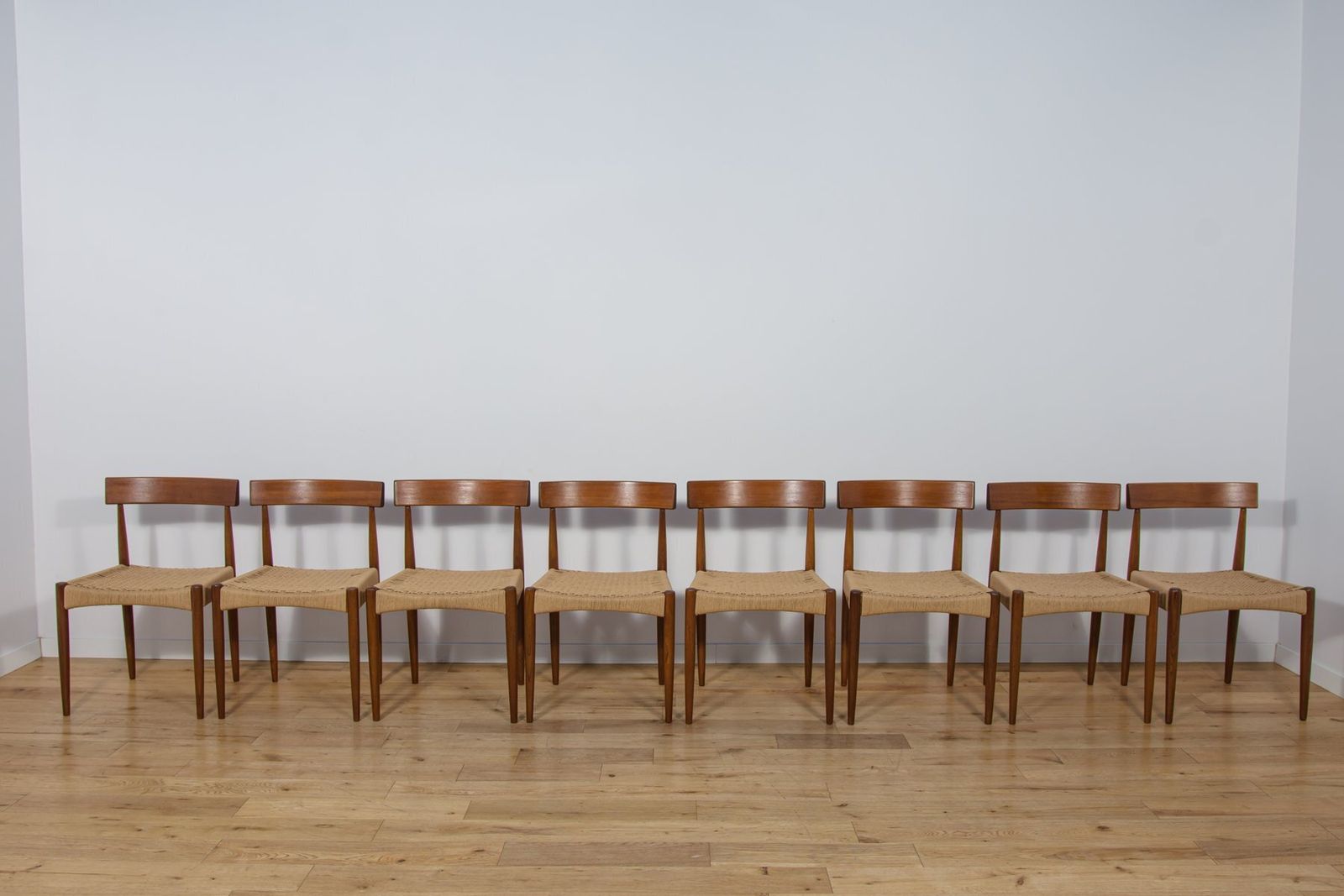 Mid Century Modern Dining Chairs By Arne Hovmand Olsen For Mogens Kold, 1960s, Set Of 8 photo for sale