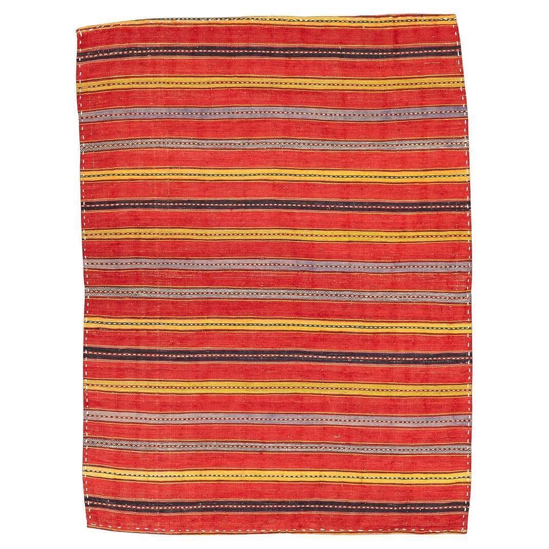 Vintage Kilim Rug Colorful Stripes