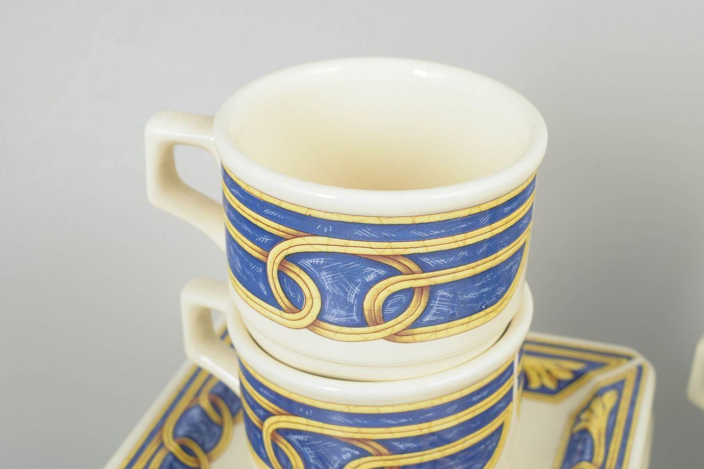 Tiffany Boutique. Set Of Four Coffee Cups With Saucers, Sugar Bowl And Creamer. photo for sale