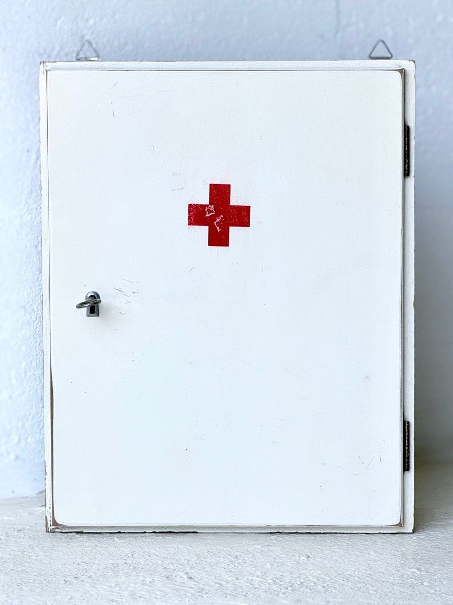 Mid Century Wooden Wall Mounted Medicine Cabinet With Drawer, 1960