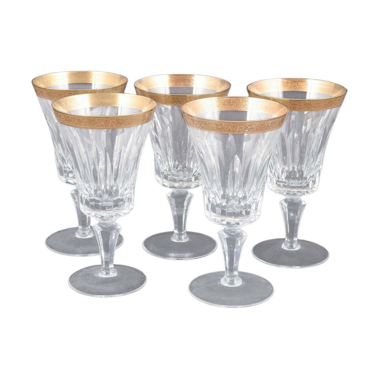 Artemisia. Cinq verres à vin rouge en cristal avec décoration en or 24 carats.