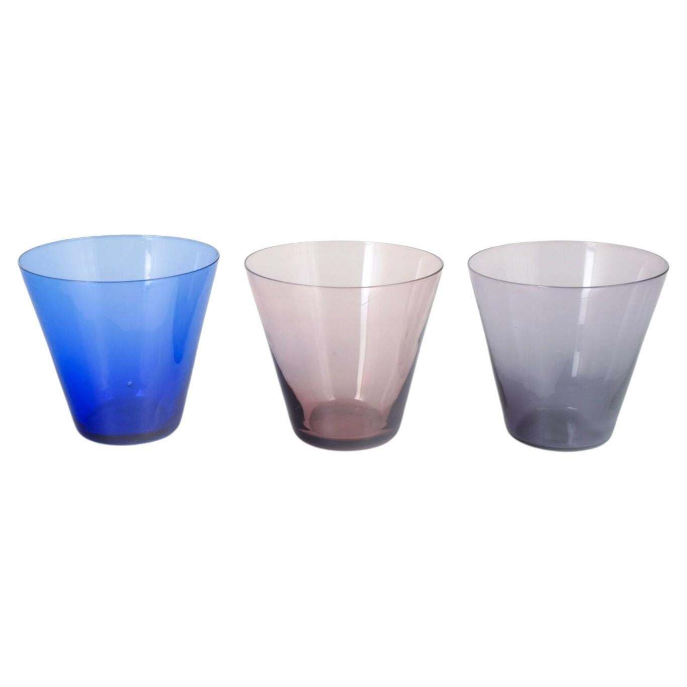 Ensemble de trois petits verres « Kimara » Nuutajärvi Notsjö, mod. 2744, par Kaj Franck