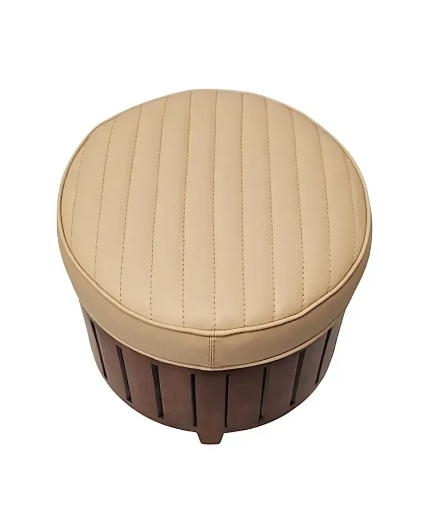 A Stunning Art Deco Style Cream Leather And Walnut Stool photo furniture