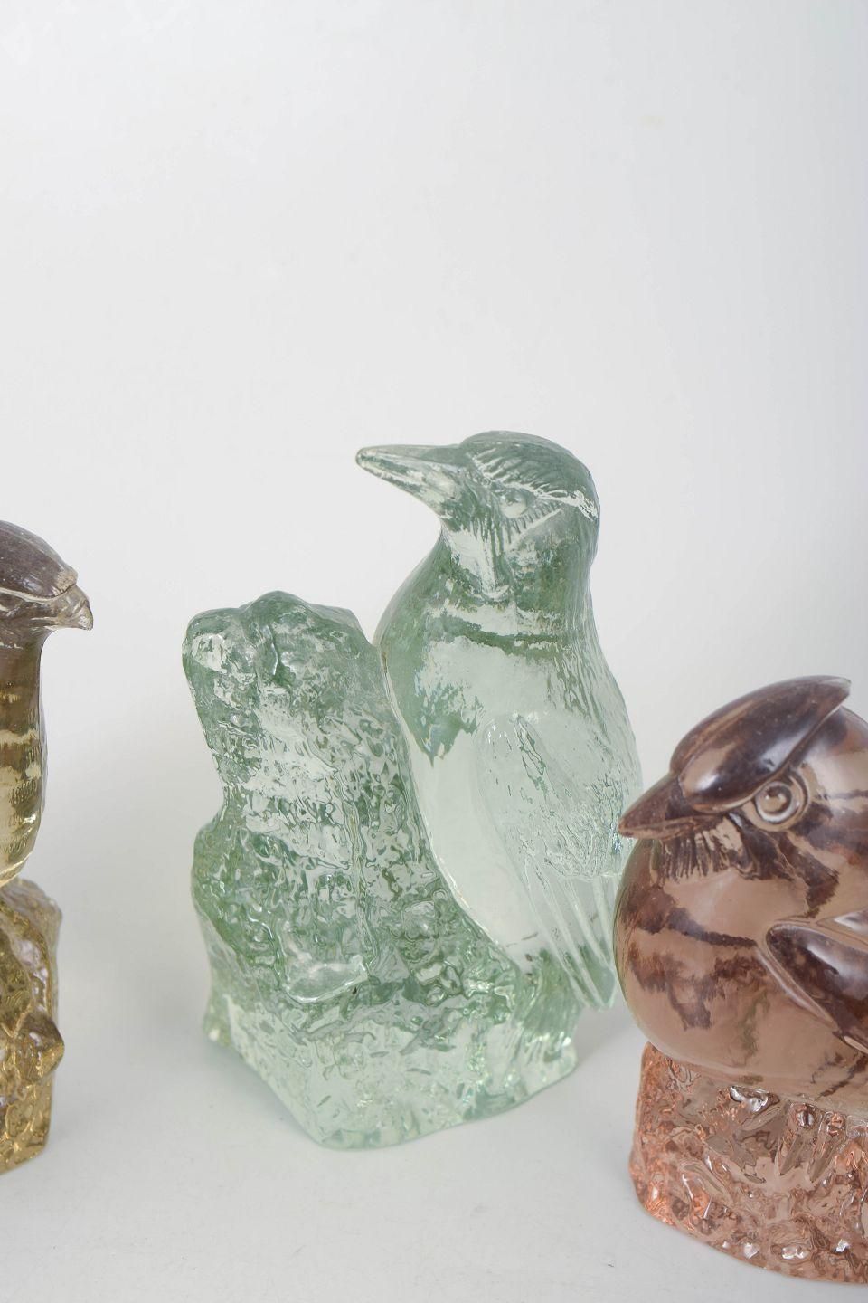 Paul Hoff, Kosta Boda. Set Of Five Art Glass Bird Figurines For Wmf. 1980s photo for sale