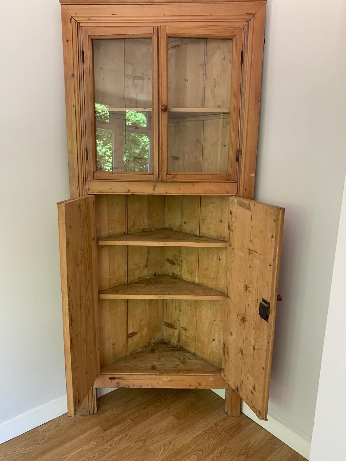 Victorian Pine Floor Standing Corner Cupboard