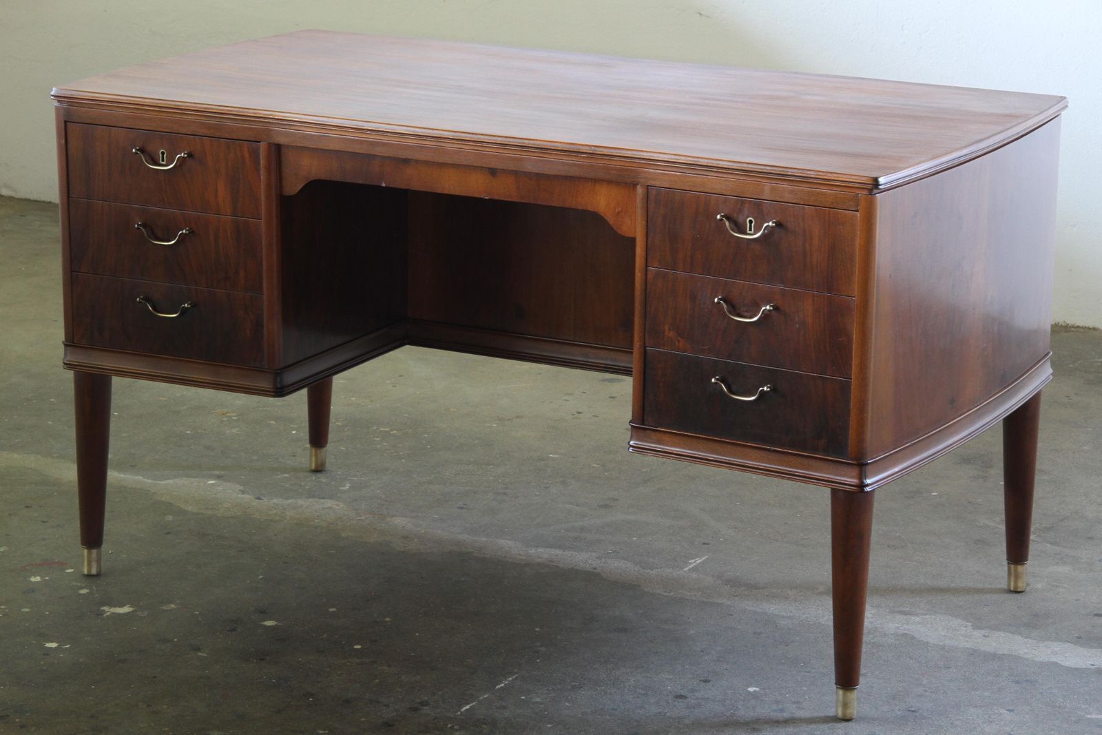 Vintage Art Deco Mahogany Writing Desk, Danish Mid Century Modern, 1950s photo furniture