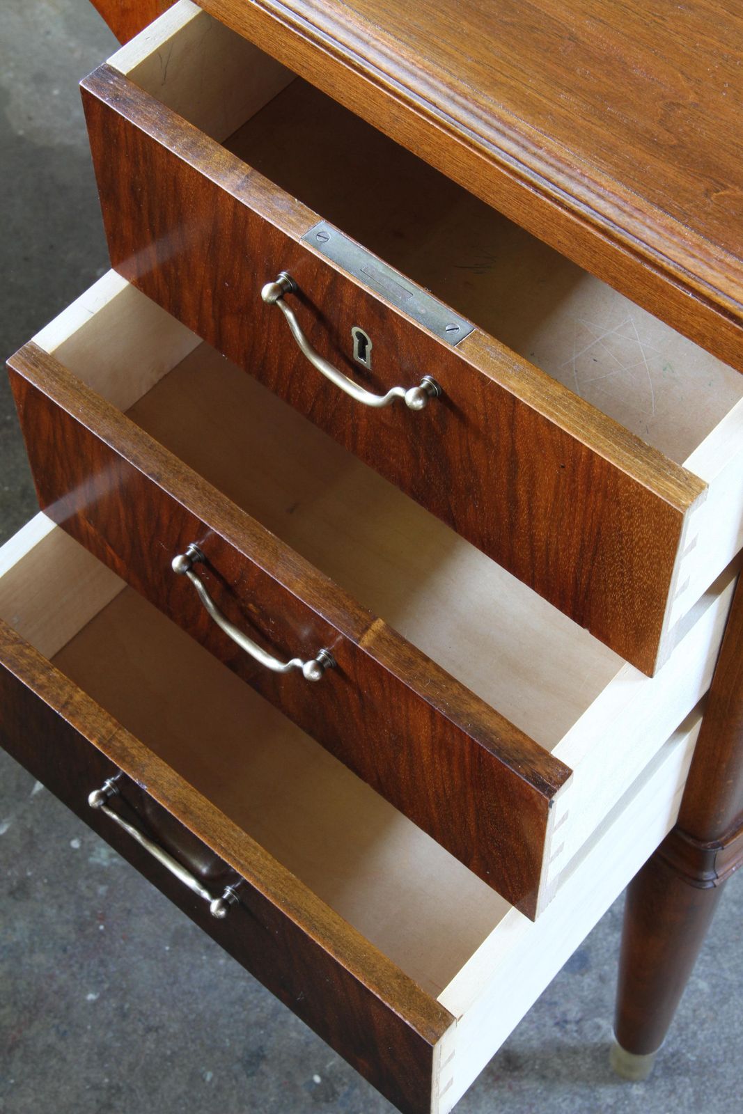 photo furniture Vintage Art Deco Mahogany Writing Desk, Danish Mid Century Modern, 1950s