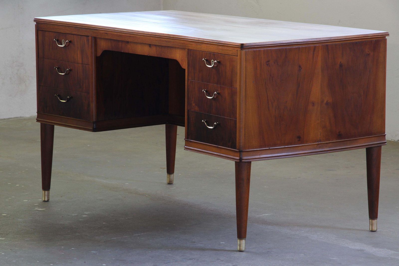 photo vinterior Vintage Art Deco Mahogany Writing Desk, Danish Mid Century Modern, 1950s