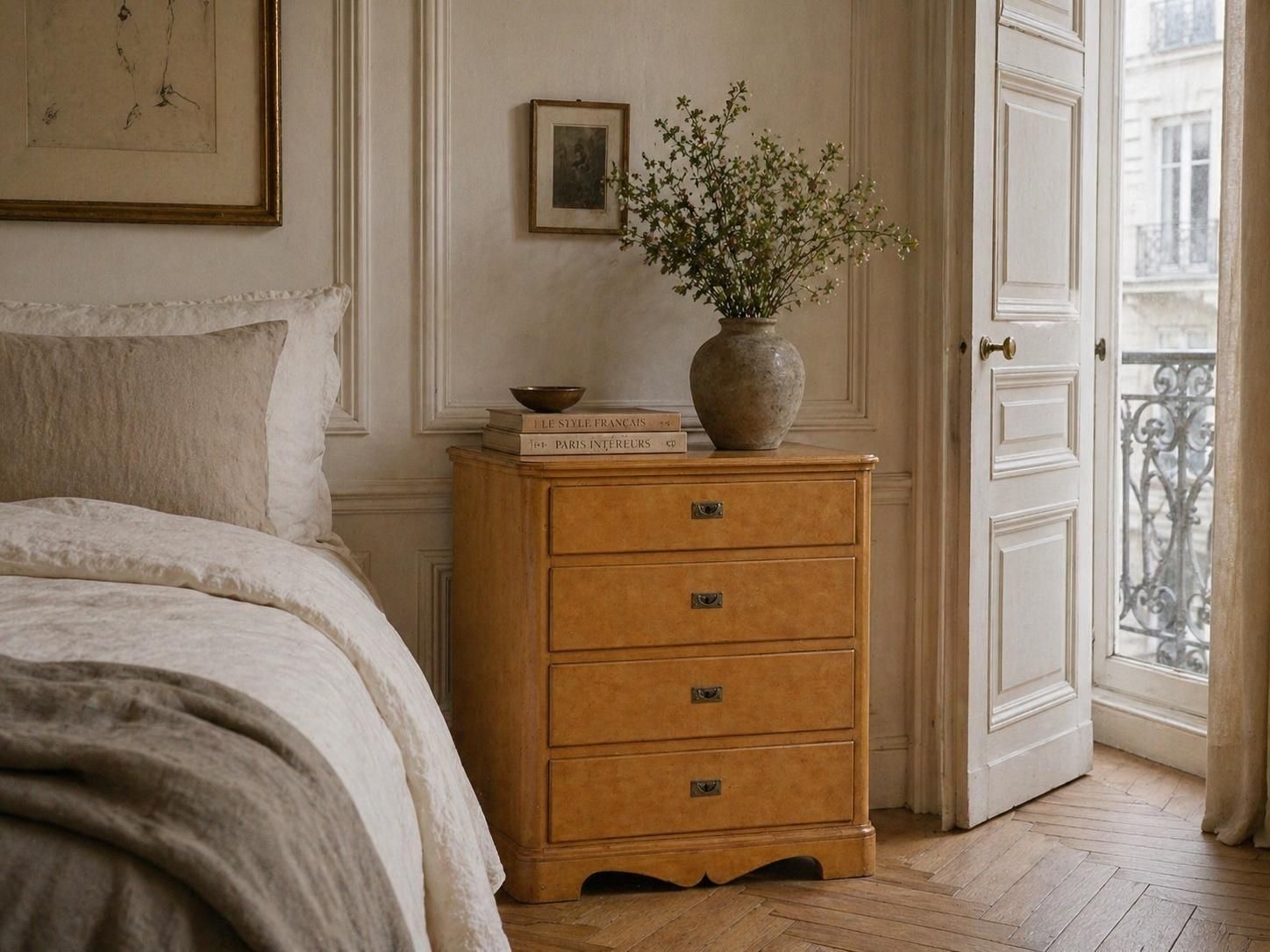 Vintage 1940s Yellow Hand Painted Dresser In Danish Pine photo buy