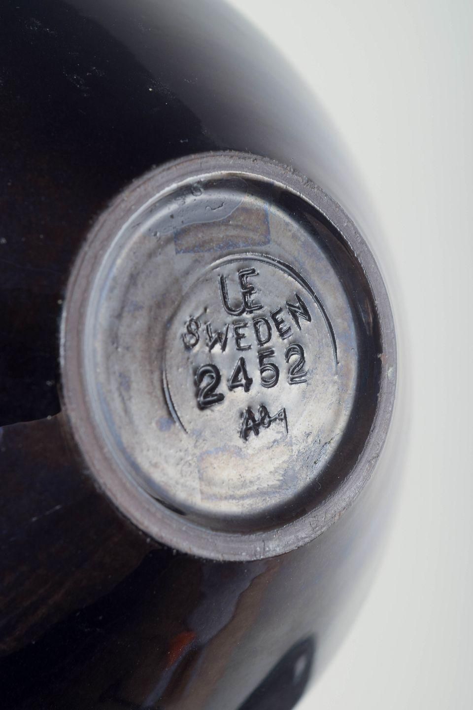 Deux bols en grès à glaçure bleu foncé, Ingrid Atterberg, Upsala Ekeby, années 1960 photo Décoration