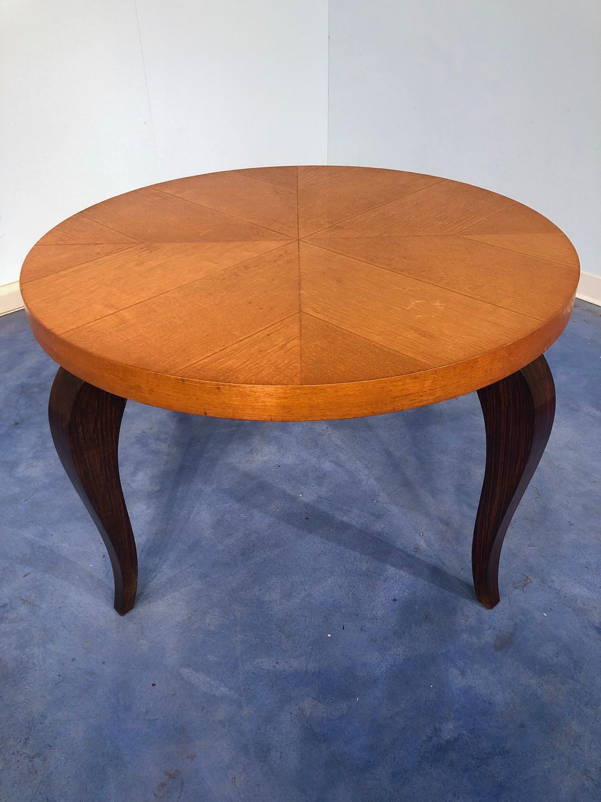 French Art Deco Coffee Table, Maple Top, Elegant Design, 1940s, France photo for sale