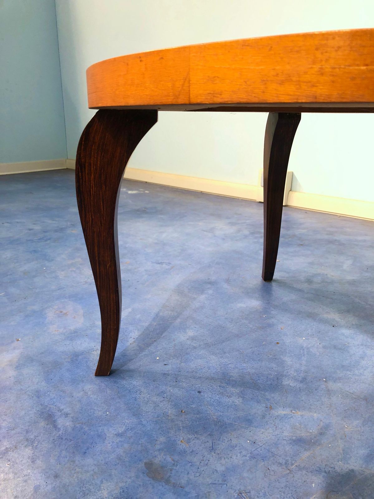 photo furniture French Art Deco Coffee Table, Maple Top, Elegant Design, 1940s, France