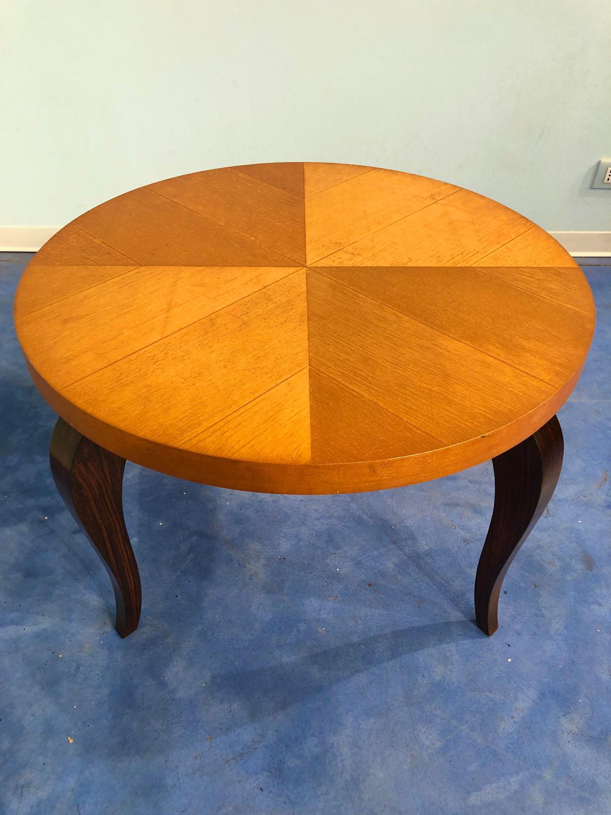 Furniture French Art Deco Coffee Table, Maple Top, Elegant Design, 1940s, France photo