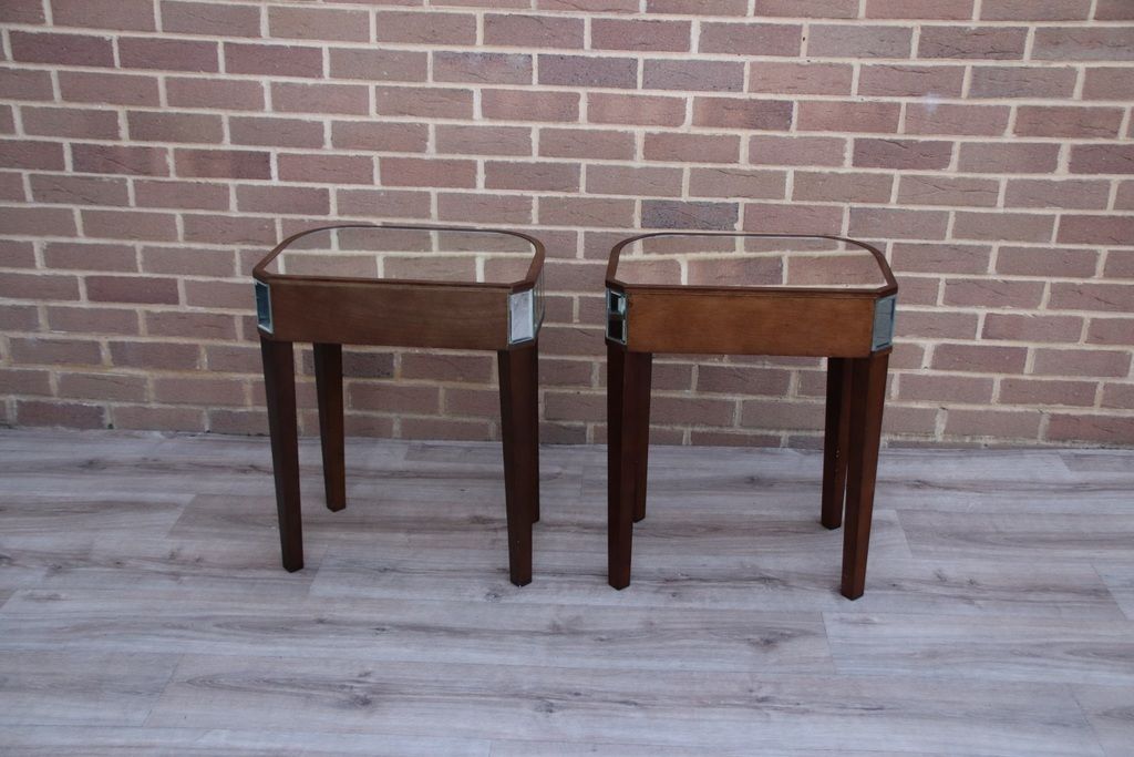 Pair Of Mirrored Bedside Tables photo vintage