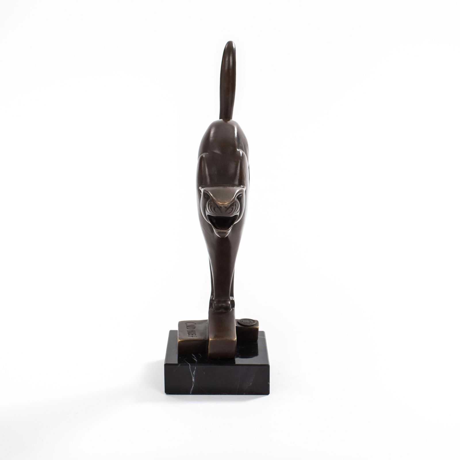 photo furniture Dutch Cubist Art Déco Bronze Panther On Black Marble By C. Van Der Hoef, 1920s