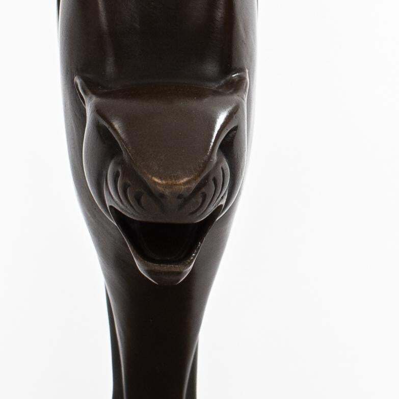 photo for sale Dutch Cubist Art Déco Bronze Panther On Black Marble By C. Van Der Hoef, 1920s