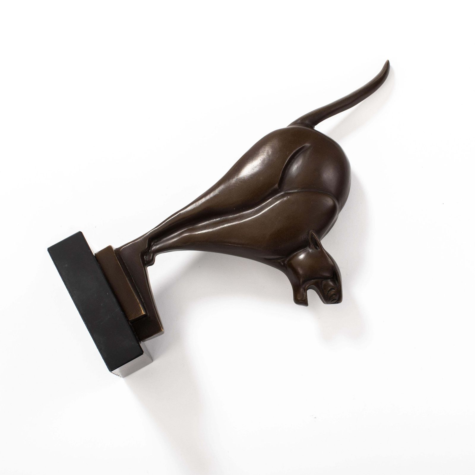 2554.0 Dutch Cubist Art Déco Bronze Panther On Black Marble By C. Van Der Hoef, 1920s photo