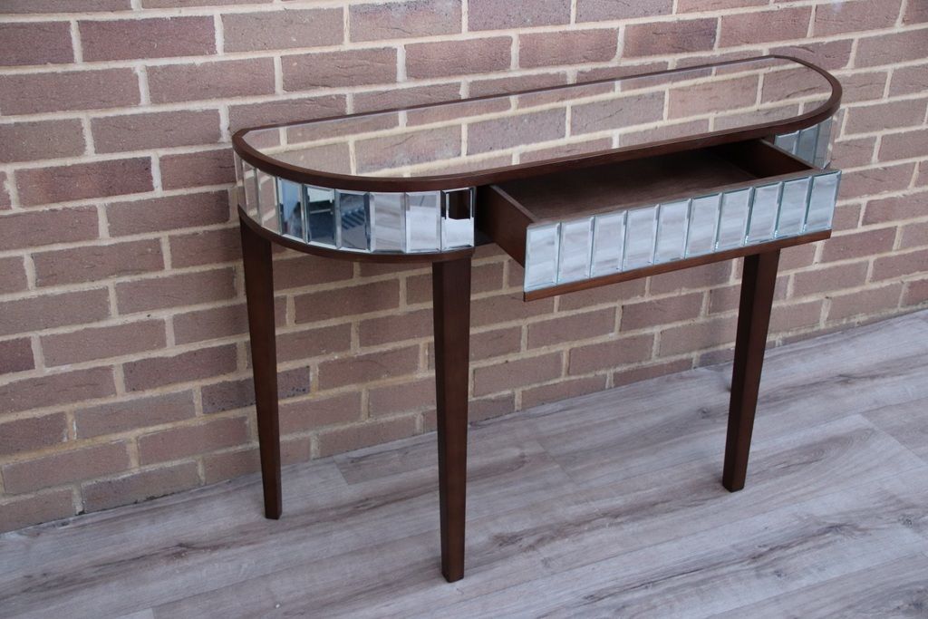 Pair Of Glass Mirrored Consoles photo for sale