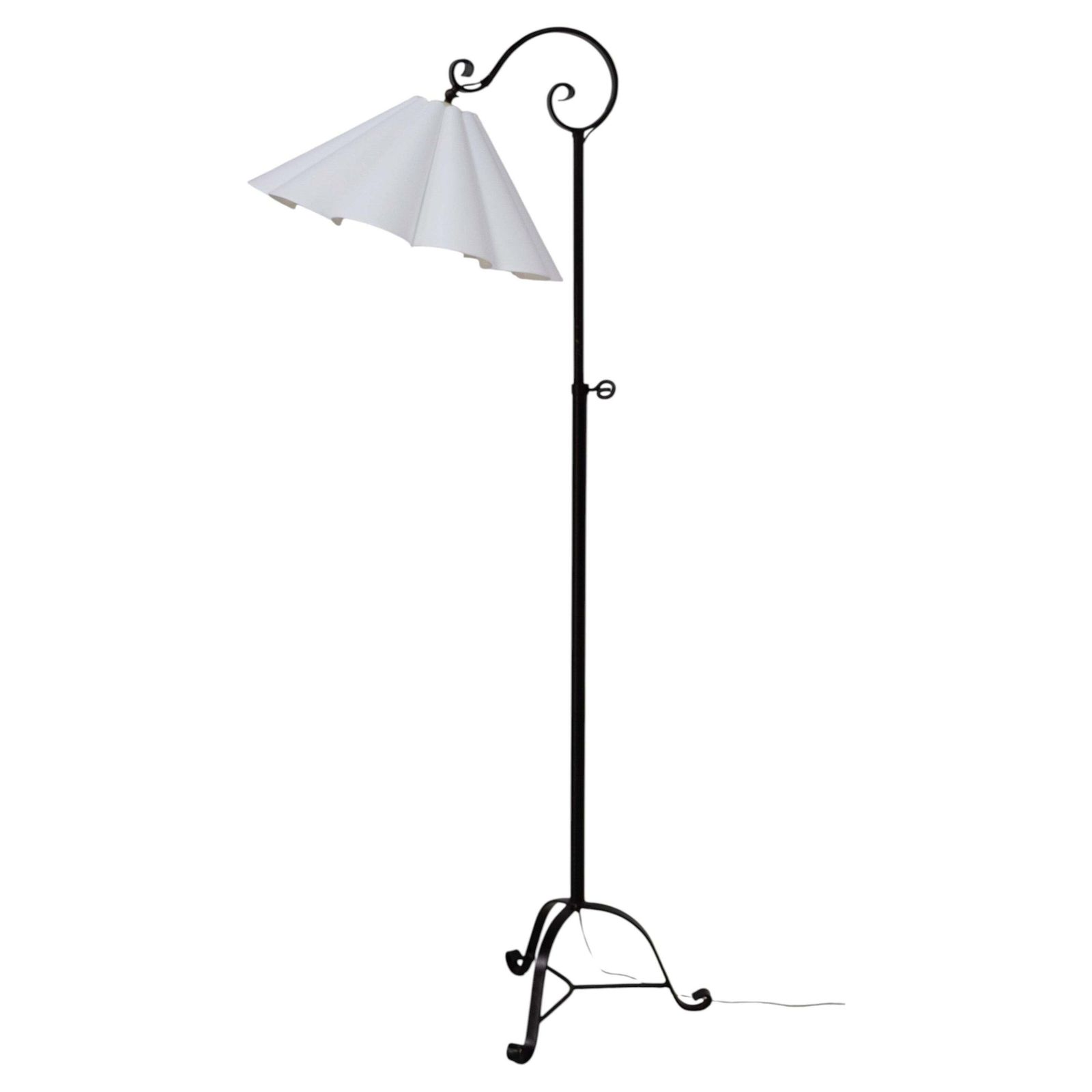 Danish Art Deco Tripod Floor Lamp In Wrought Iron, 1940s.