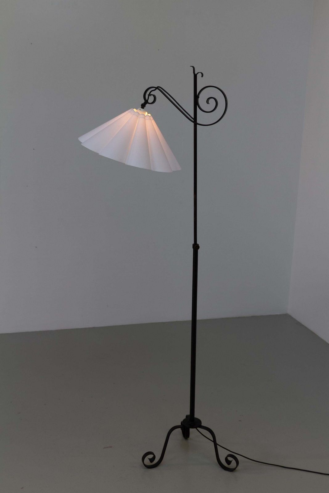 661.0 Danish Art Deco Tripod Floor Lamp In Wrought Iron, 1940s. photo